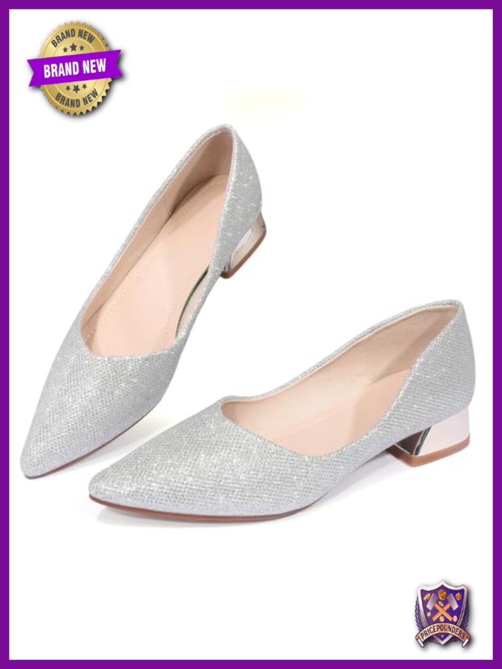 Chunky Low Heel Pointed Toe Slip On Work Pumps Dress Shoes Women